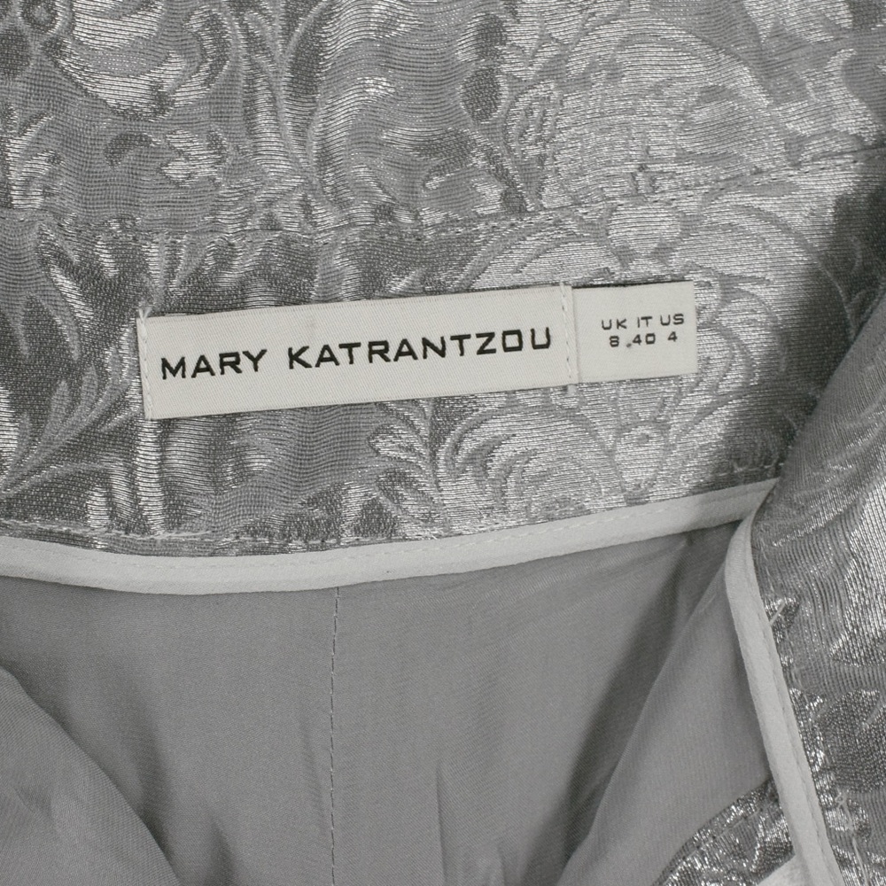 Mary Katrantzou A/W 18 High Rise Metallic Floral Grey Silver Silk Trouser Pants - Picture 6 of 6